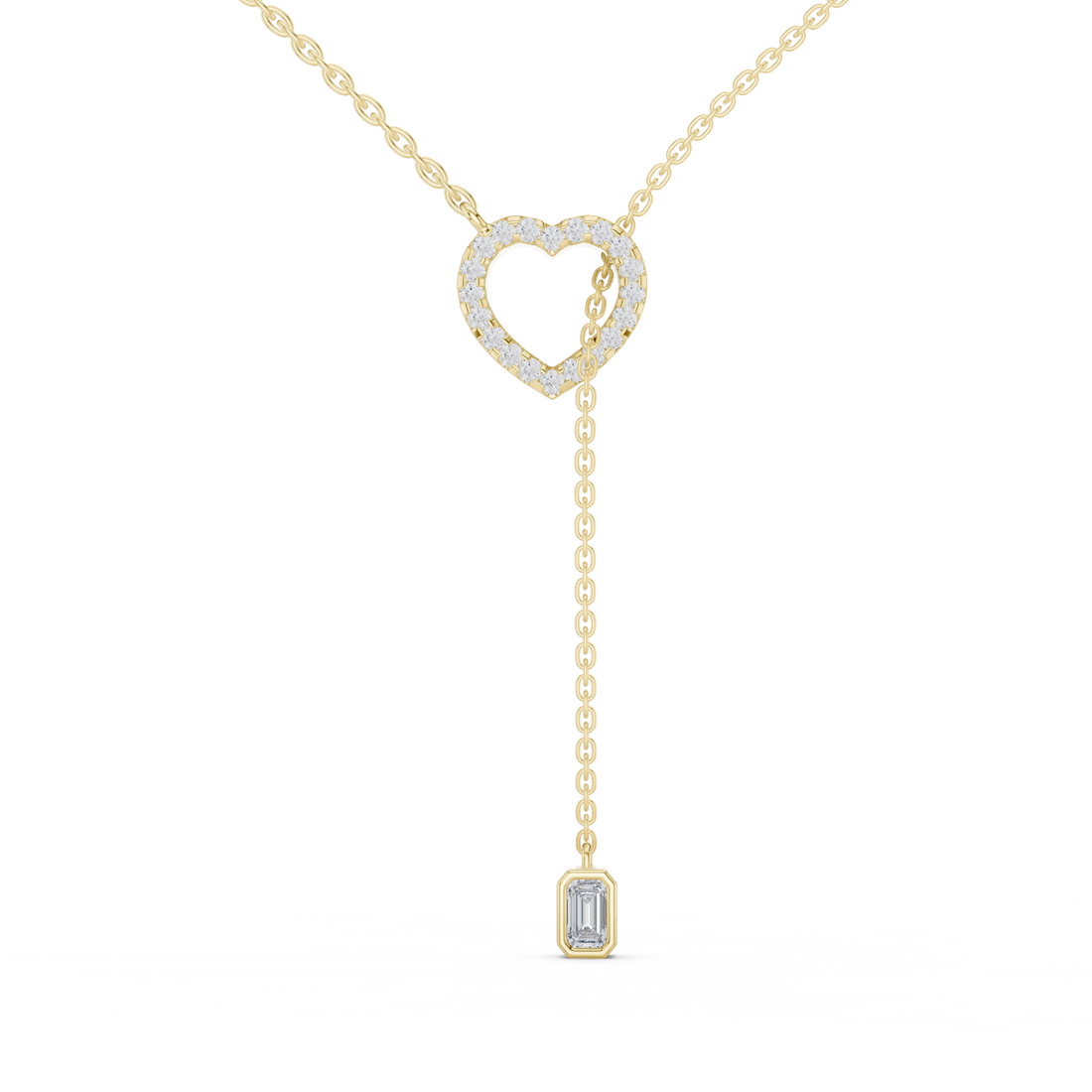 Pave Diamond Halo Open Heart Necklace