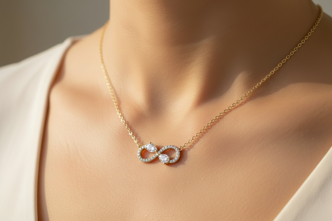 The Eternal Infinity Necklace two pear-cut stones