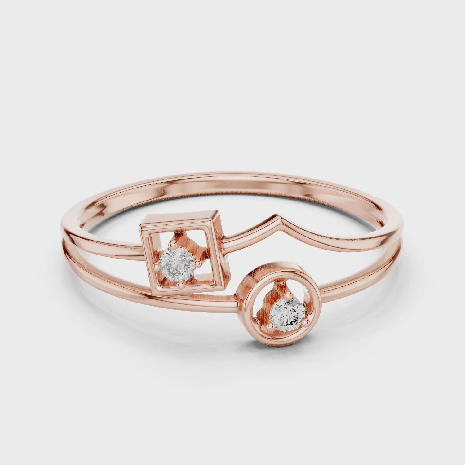 Open V-Shape with Square & Circle Accents