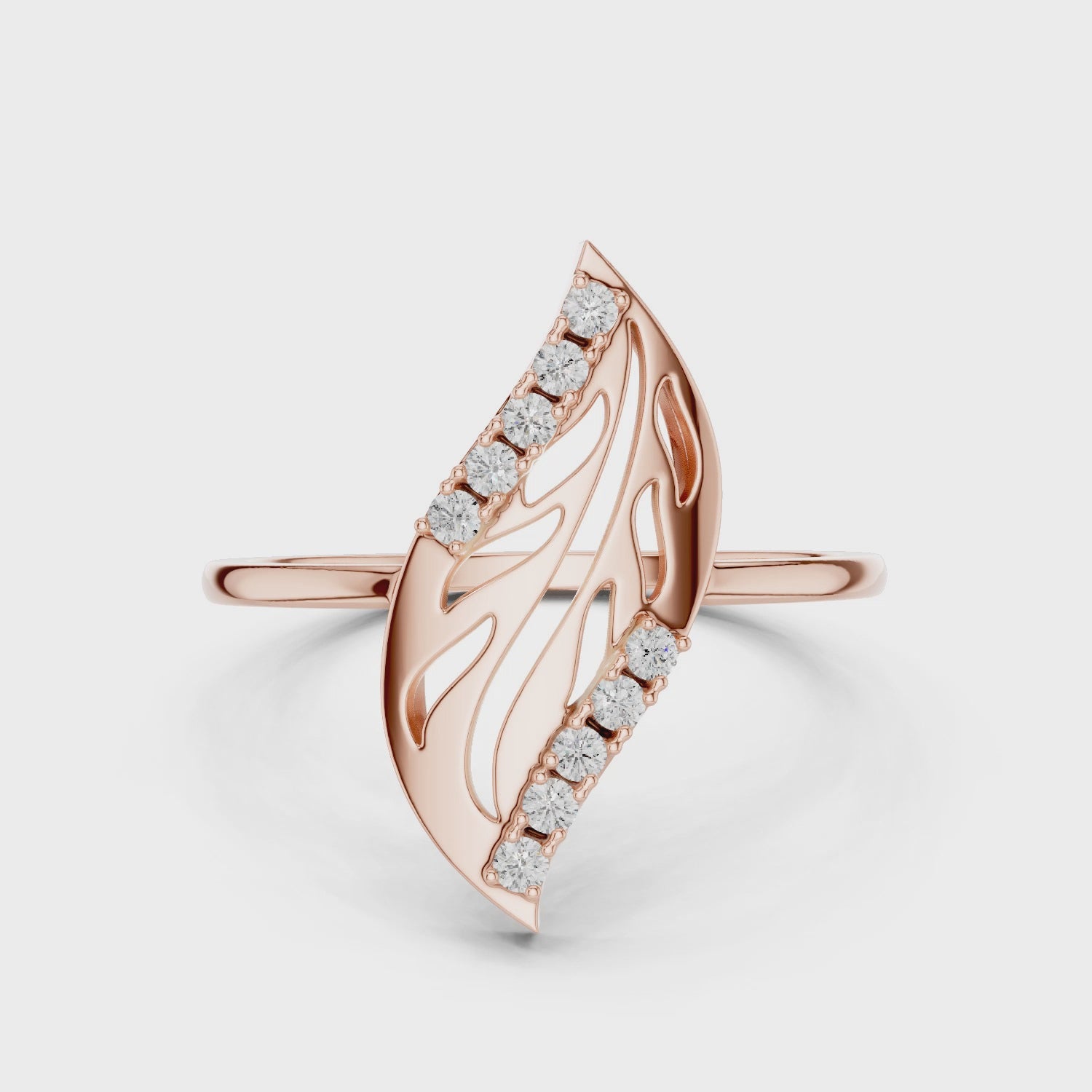 Modern Leaf Design Diamond Ring