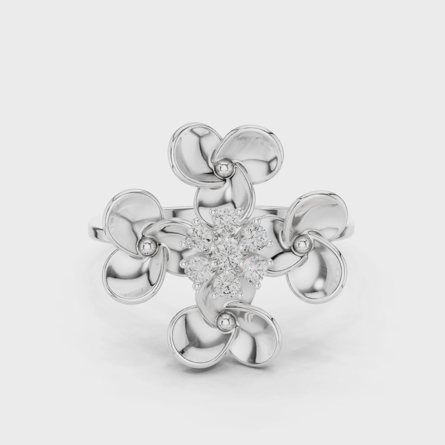 Diamond Floral Cocktail Ring