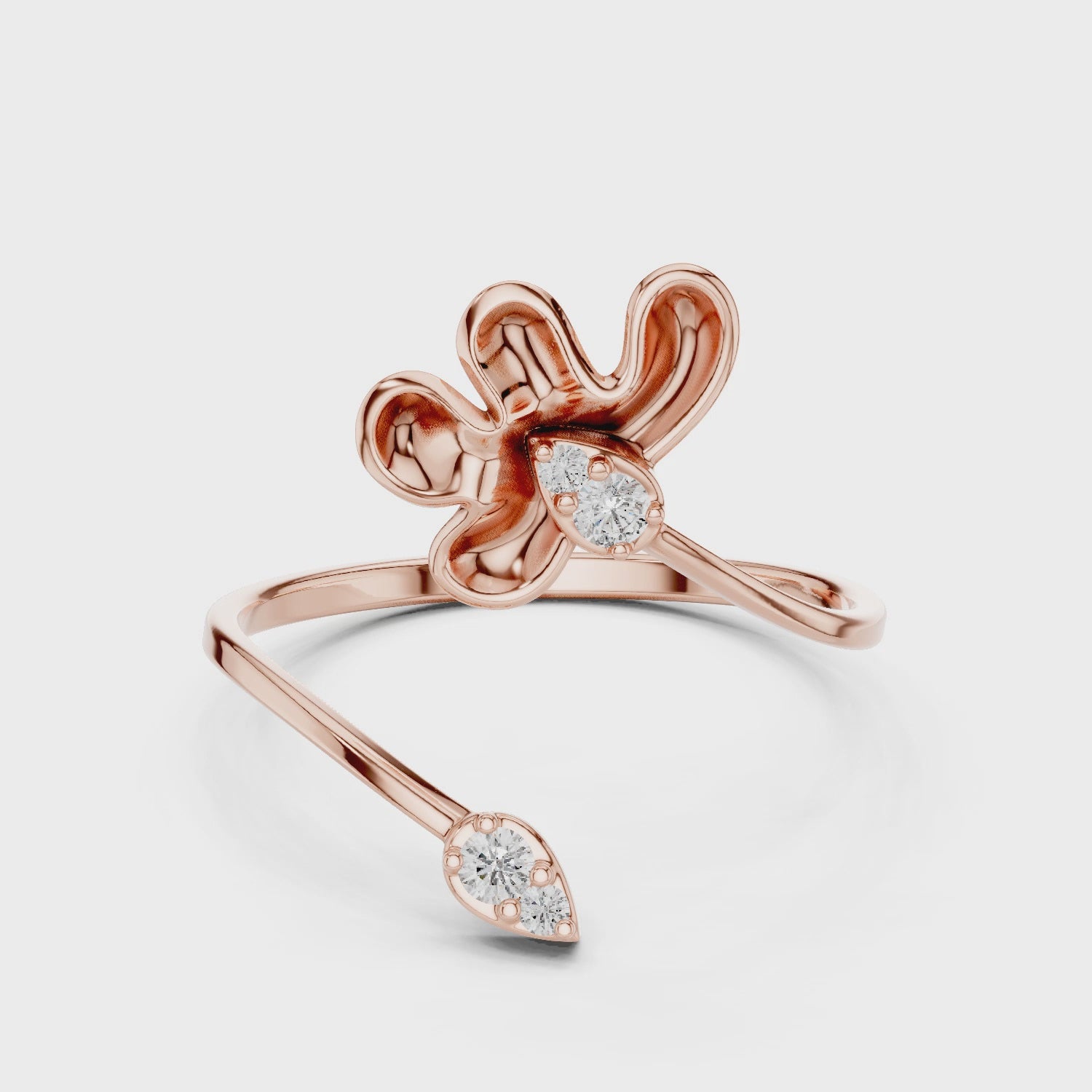 Delicate Petal Design Diamond Ring