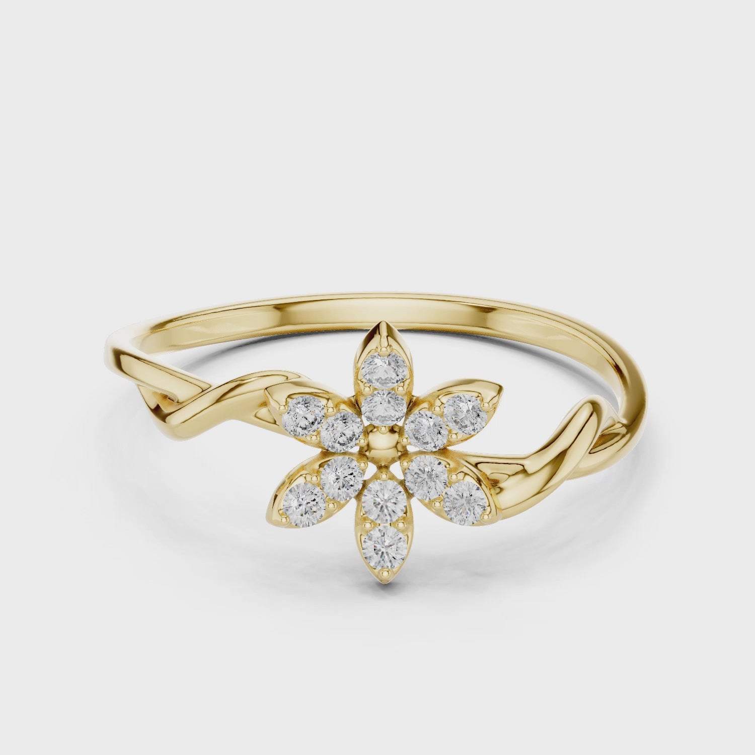Single Flower Twisted Ring