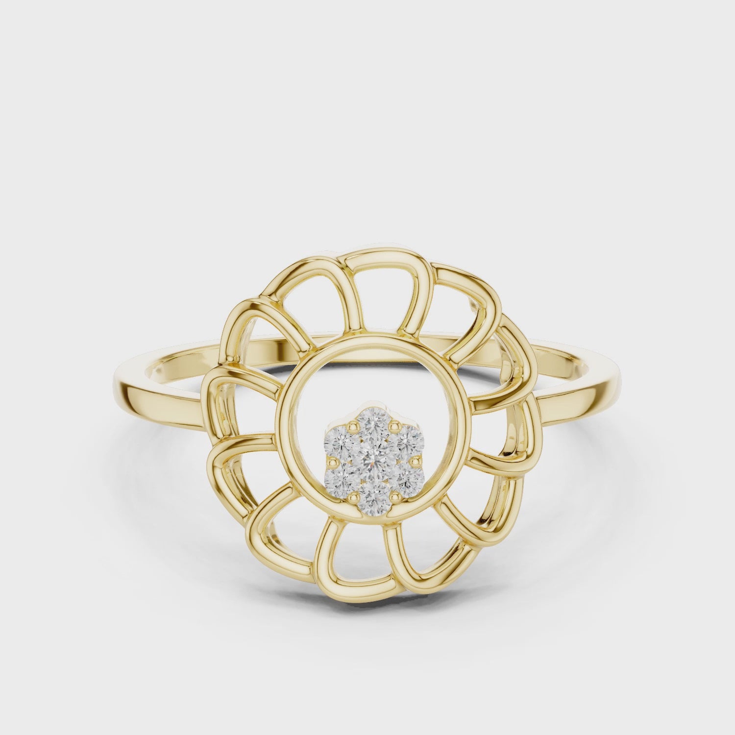Diamond Floral Openwork Ring