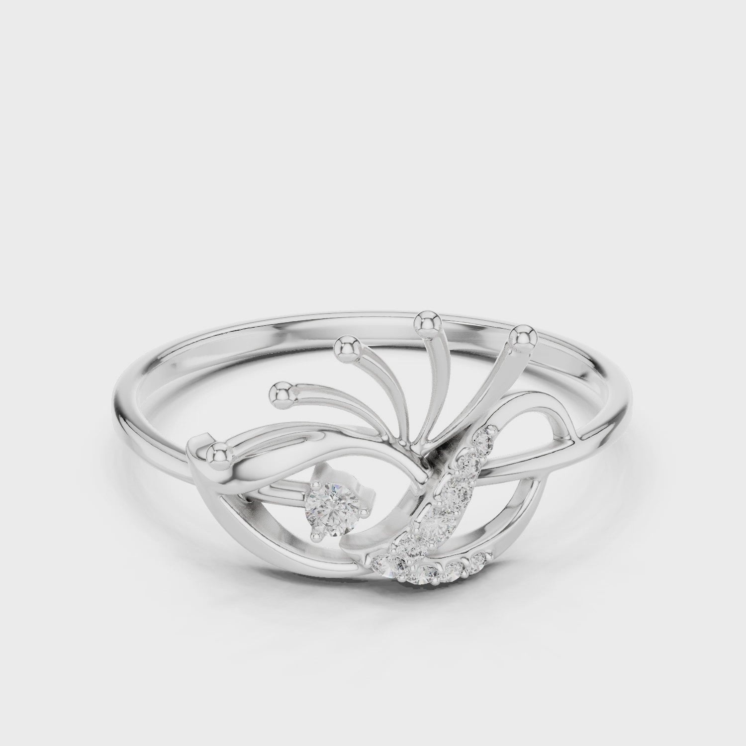 The Peacock Plume Diamond Ring