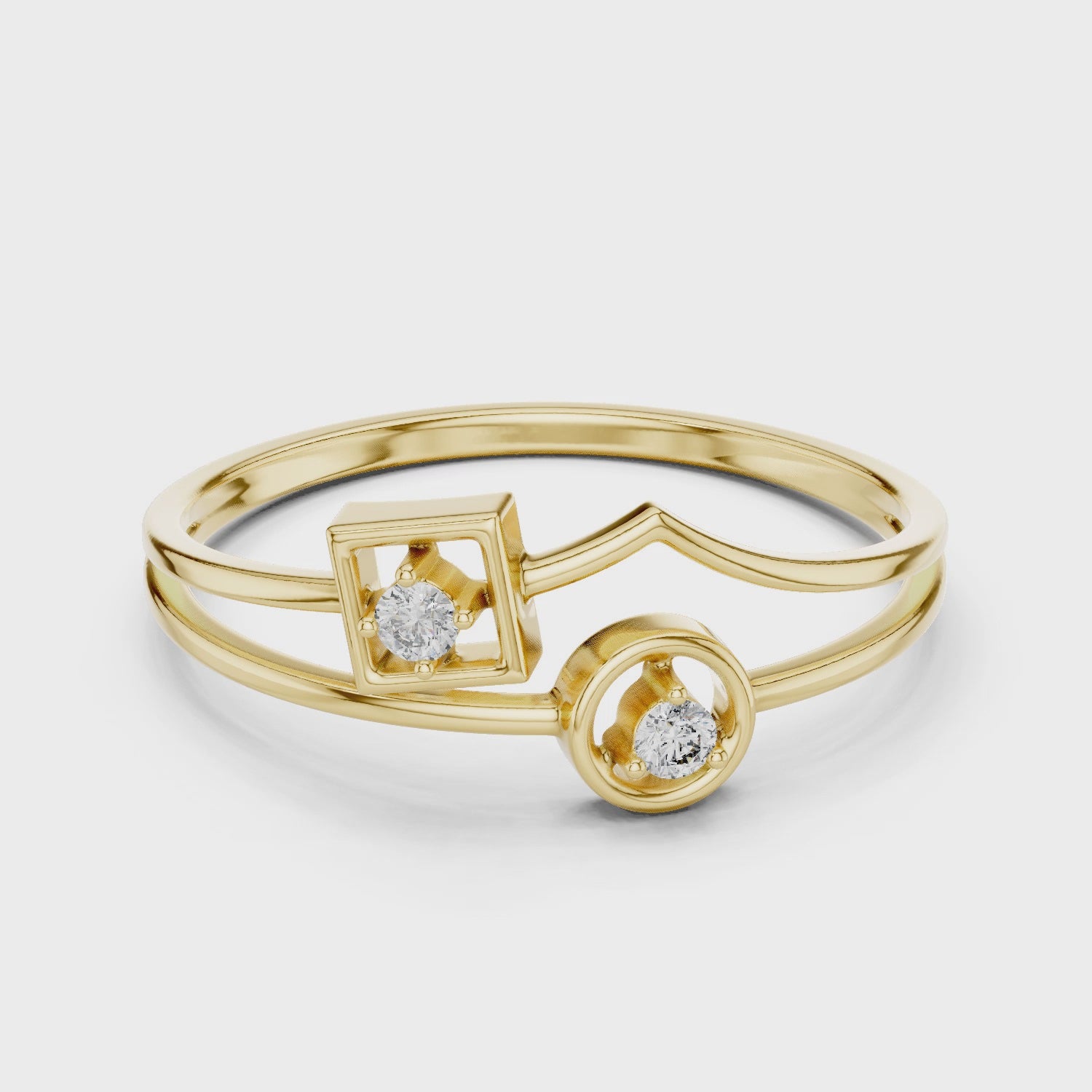 Open V-Shape with Square & Circle Accents