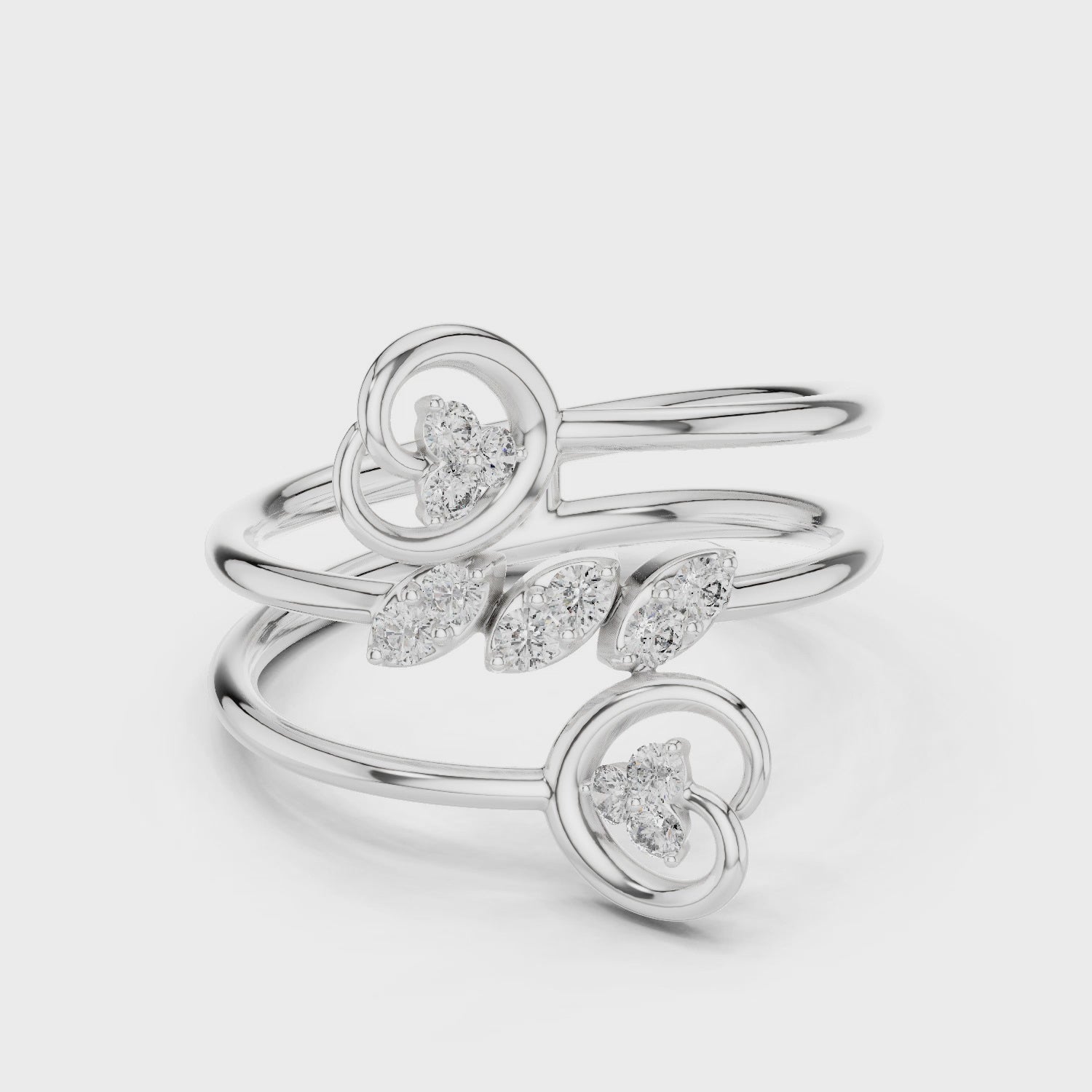 Triple Band Flower Diamond Ring