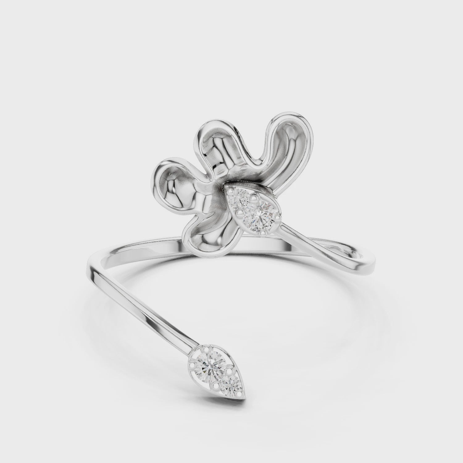 Delicate Petal Design Diamond Ring