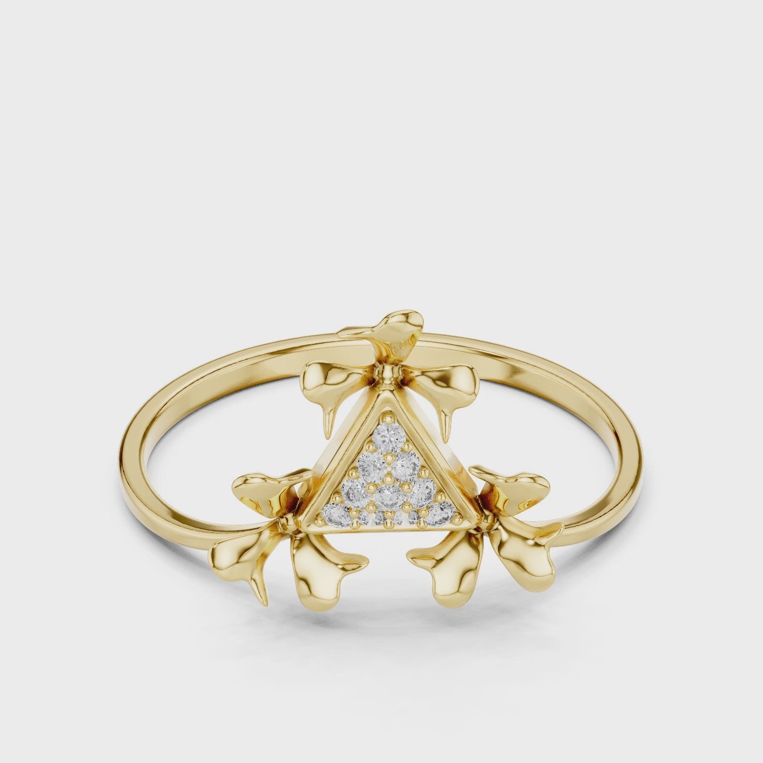 Tri-Leaf Diamond Bloom Ring