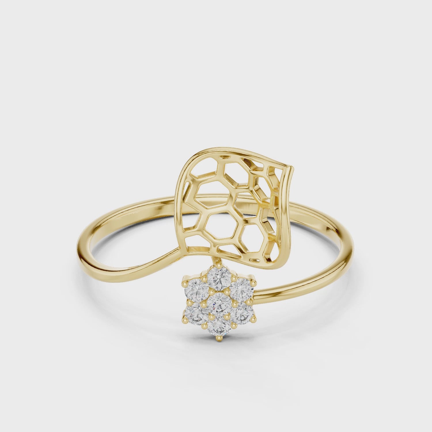 Honeycomb Leaf Ring