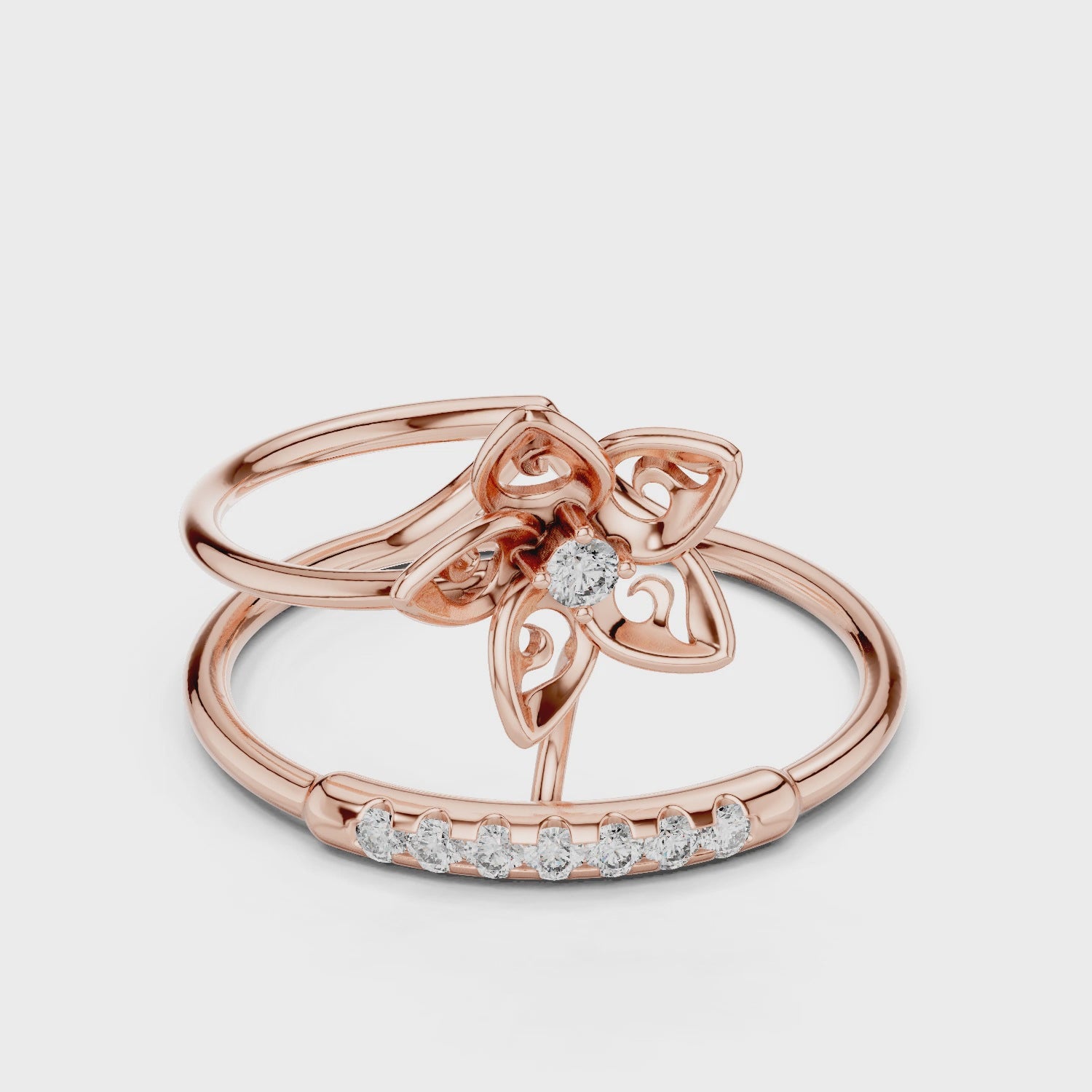 Twinned Flower Sparkle Ring