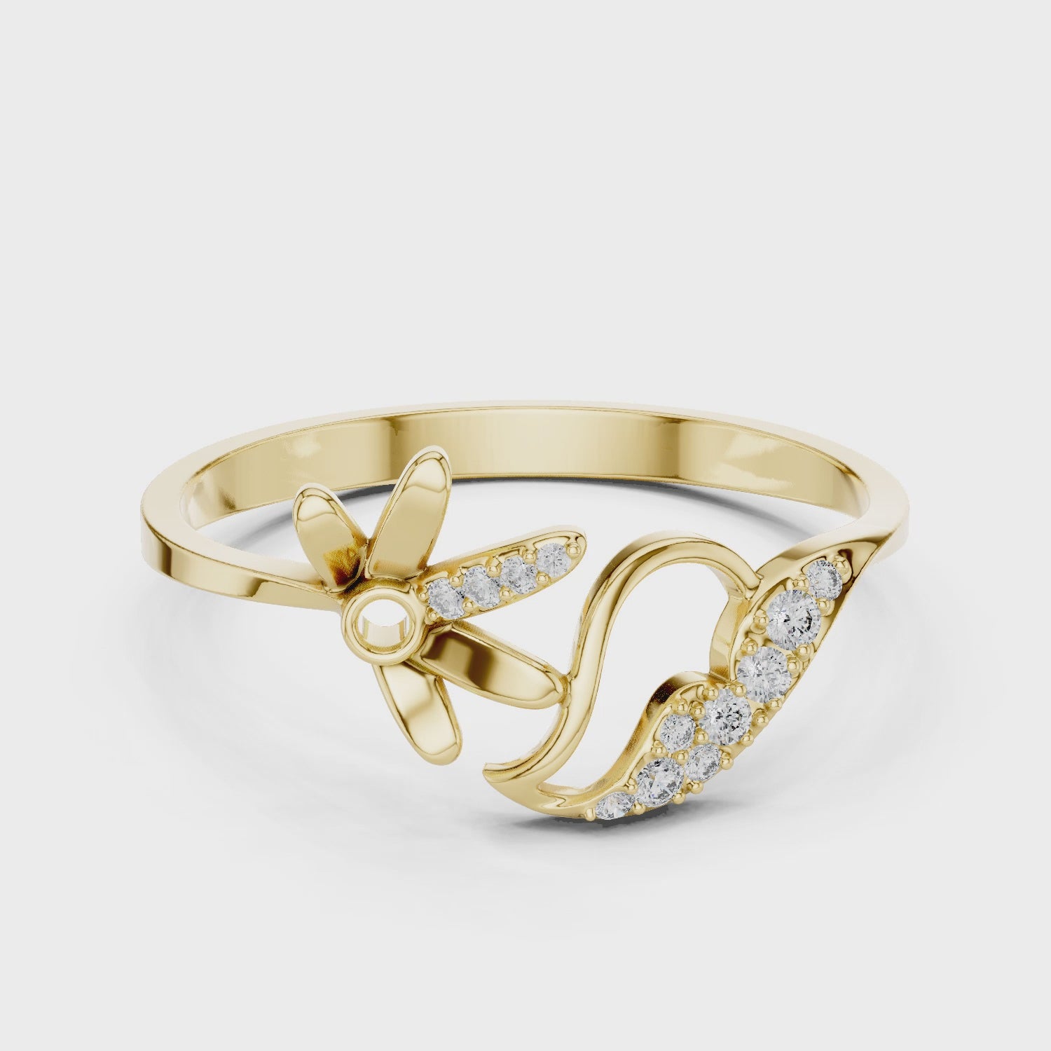 Floral Leaf Diamond Harmony Ring