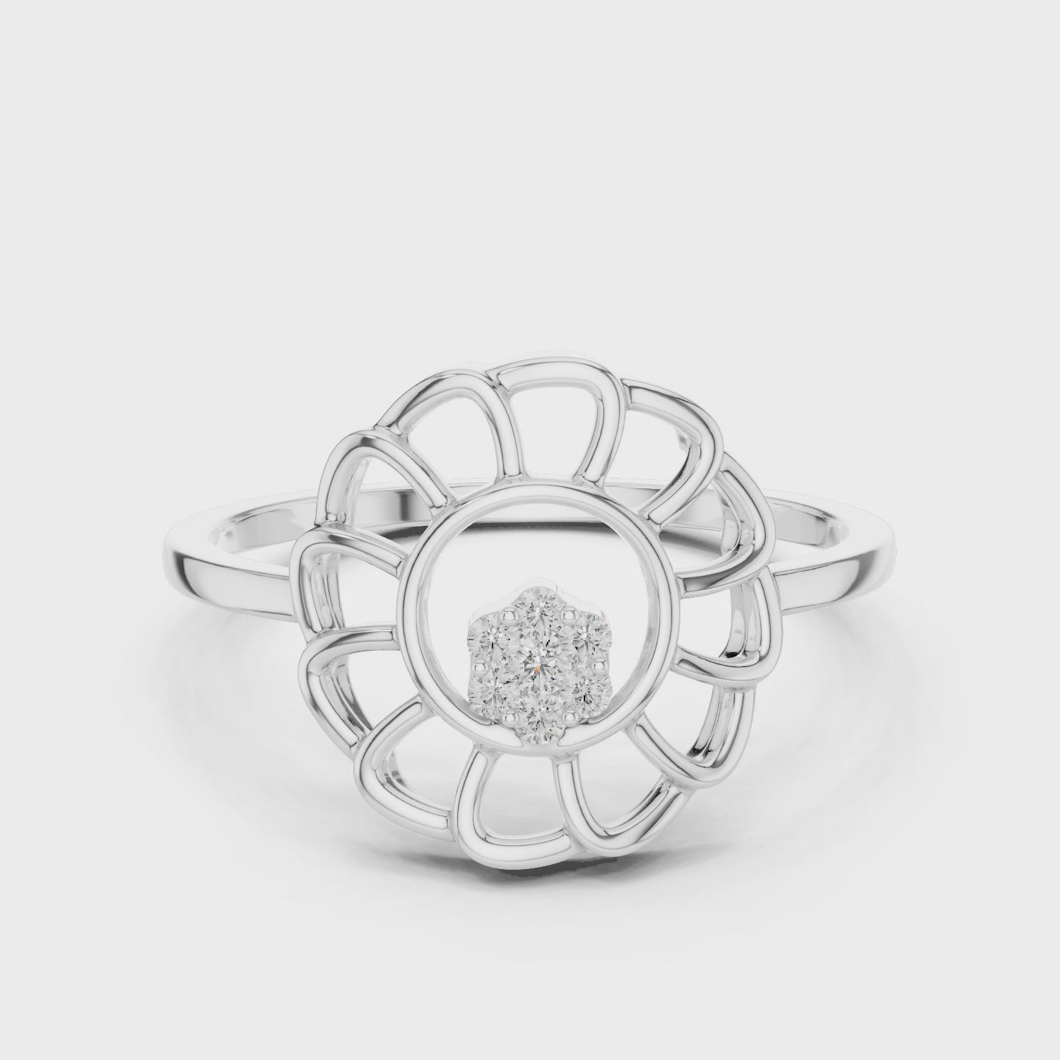 Diamond Floral Openwork Ring