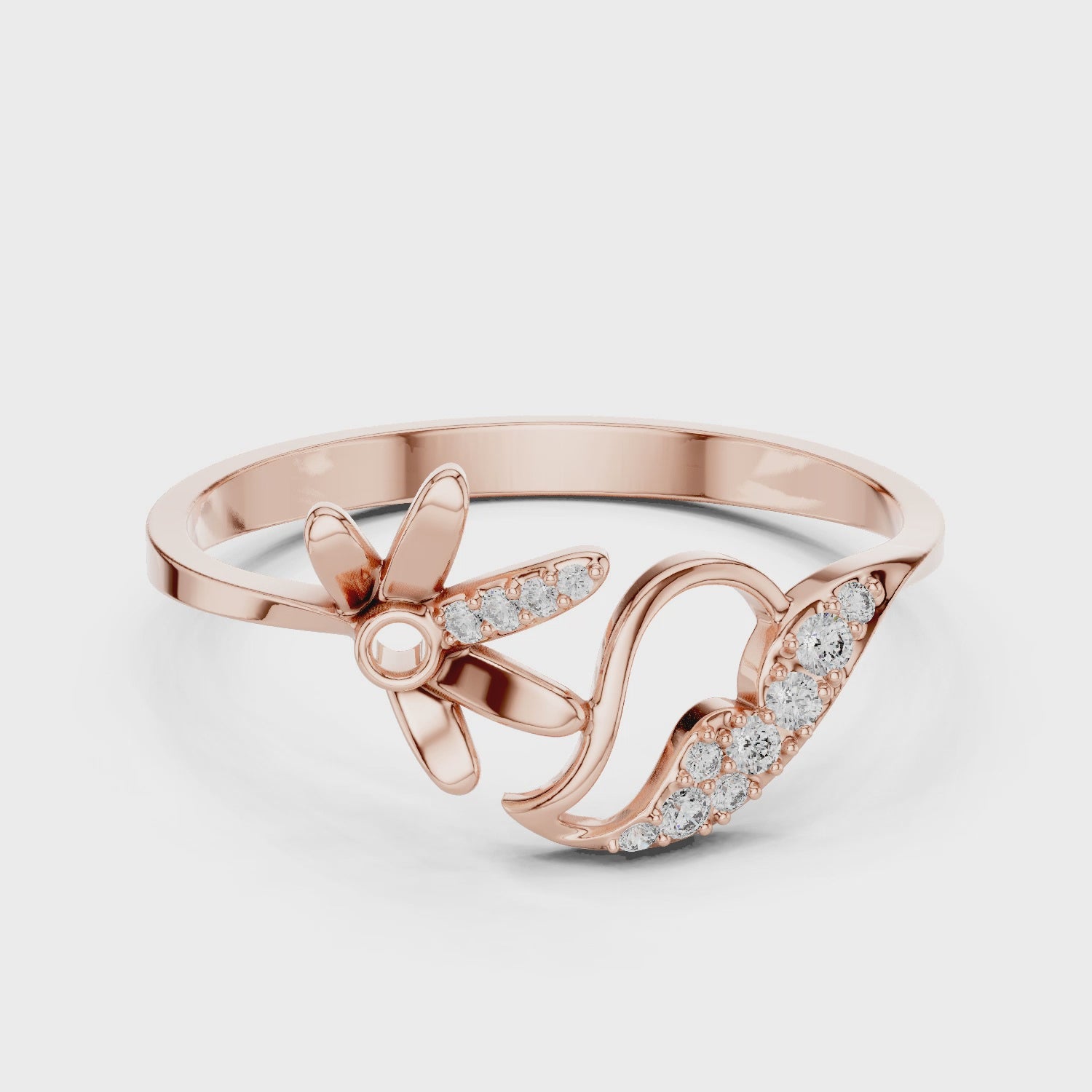 Floral Leaf Diamond Harmony Ring