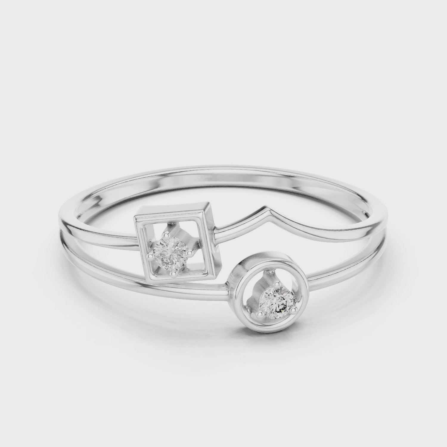 Open V-Shape with Square & Circle Accents