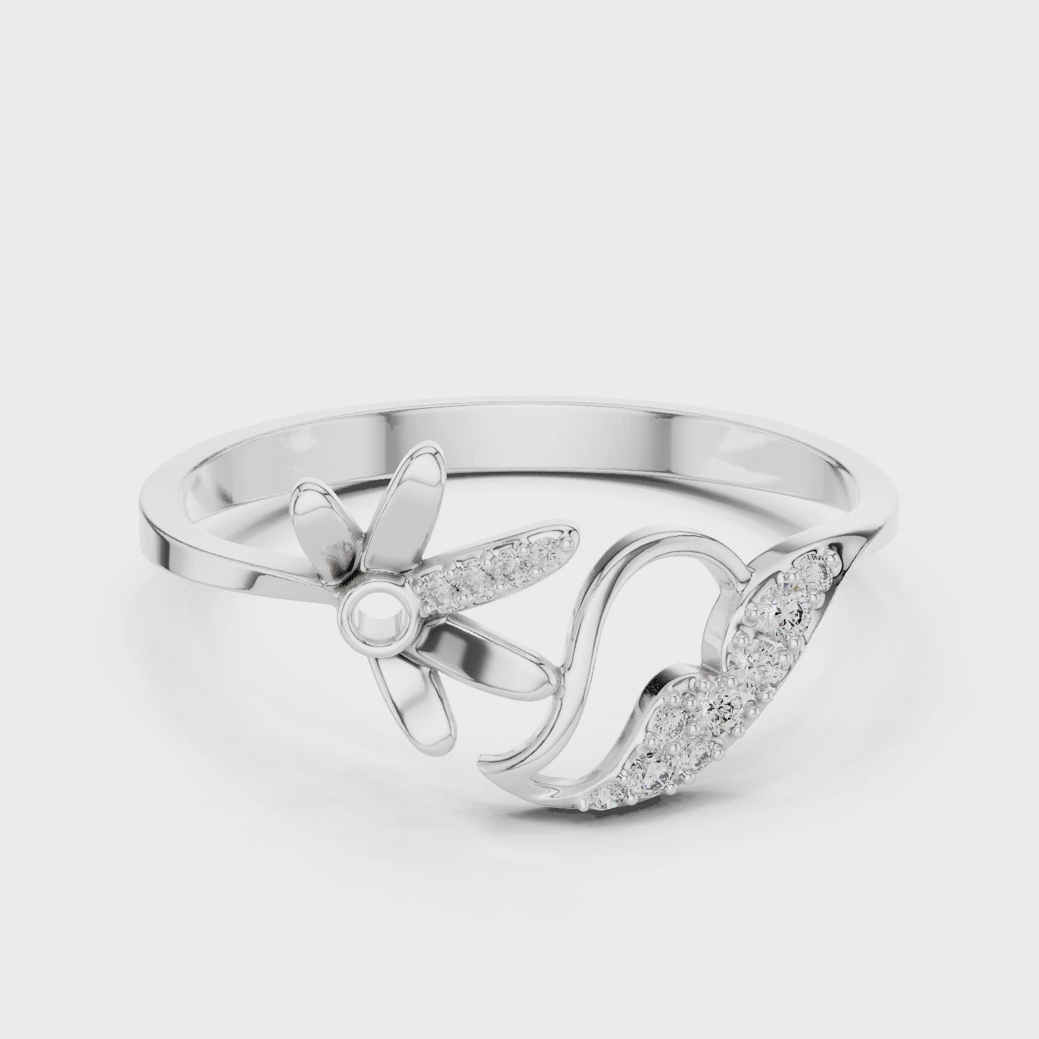 Floral Leaf Diamond Harmony Ring
