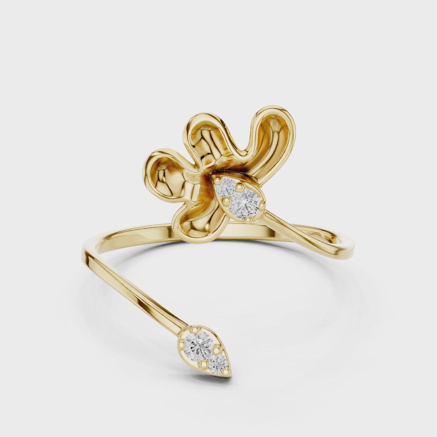 Delicate Petal Design Diamond Ring