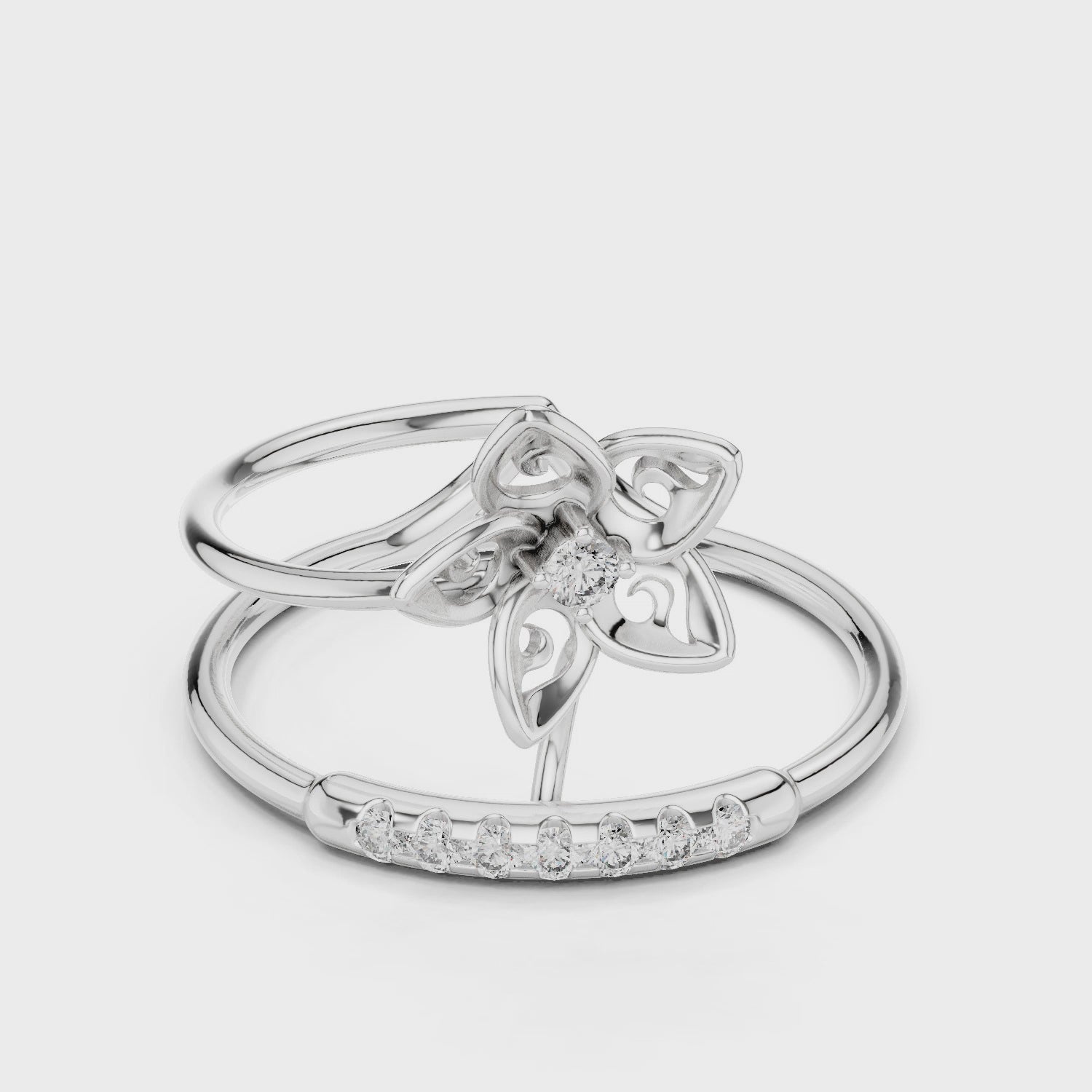 Twinned Flower Sparkle Ring