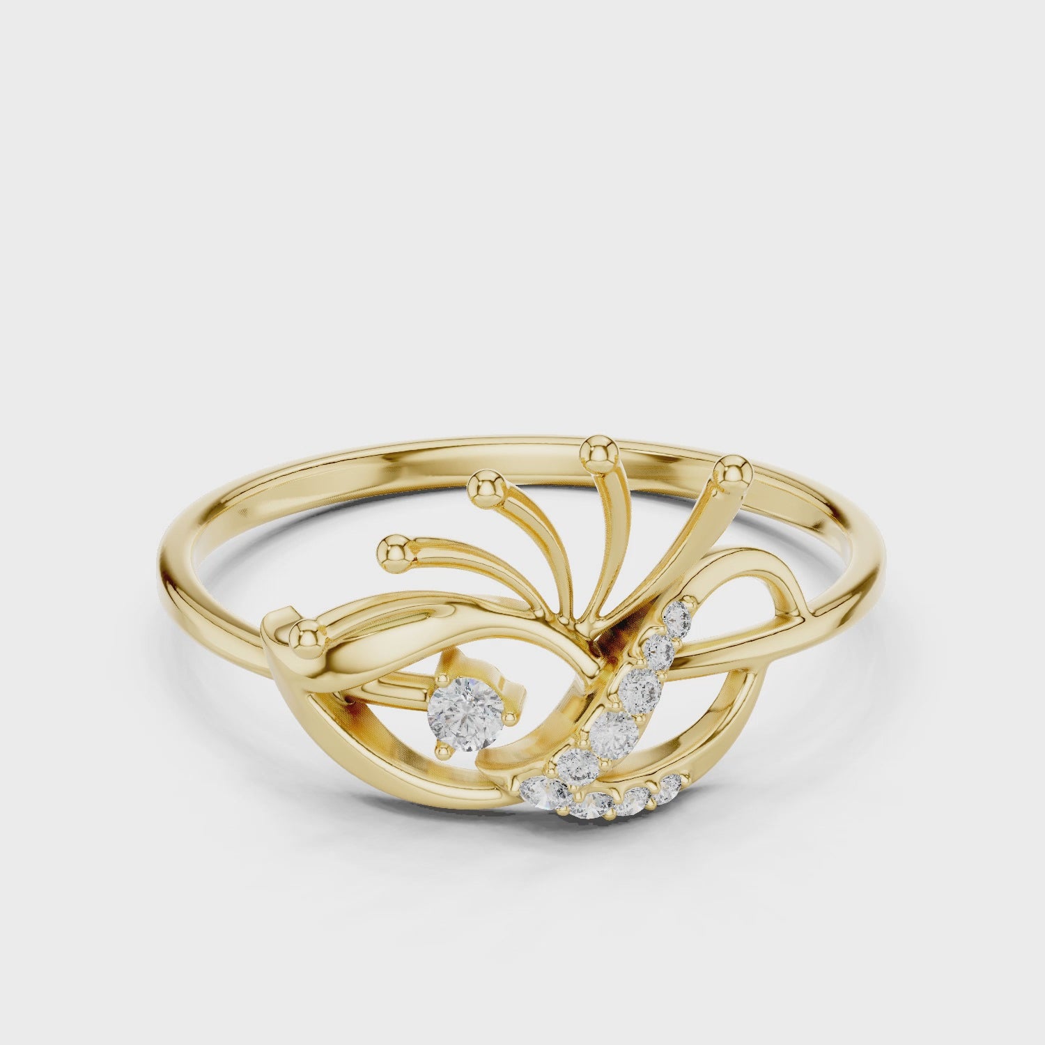 The Peacock Plume Diamond Ring