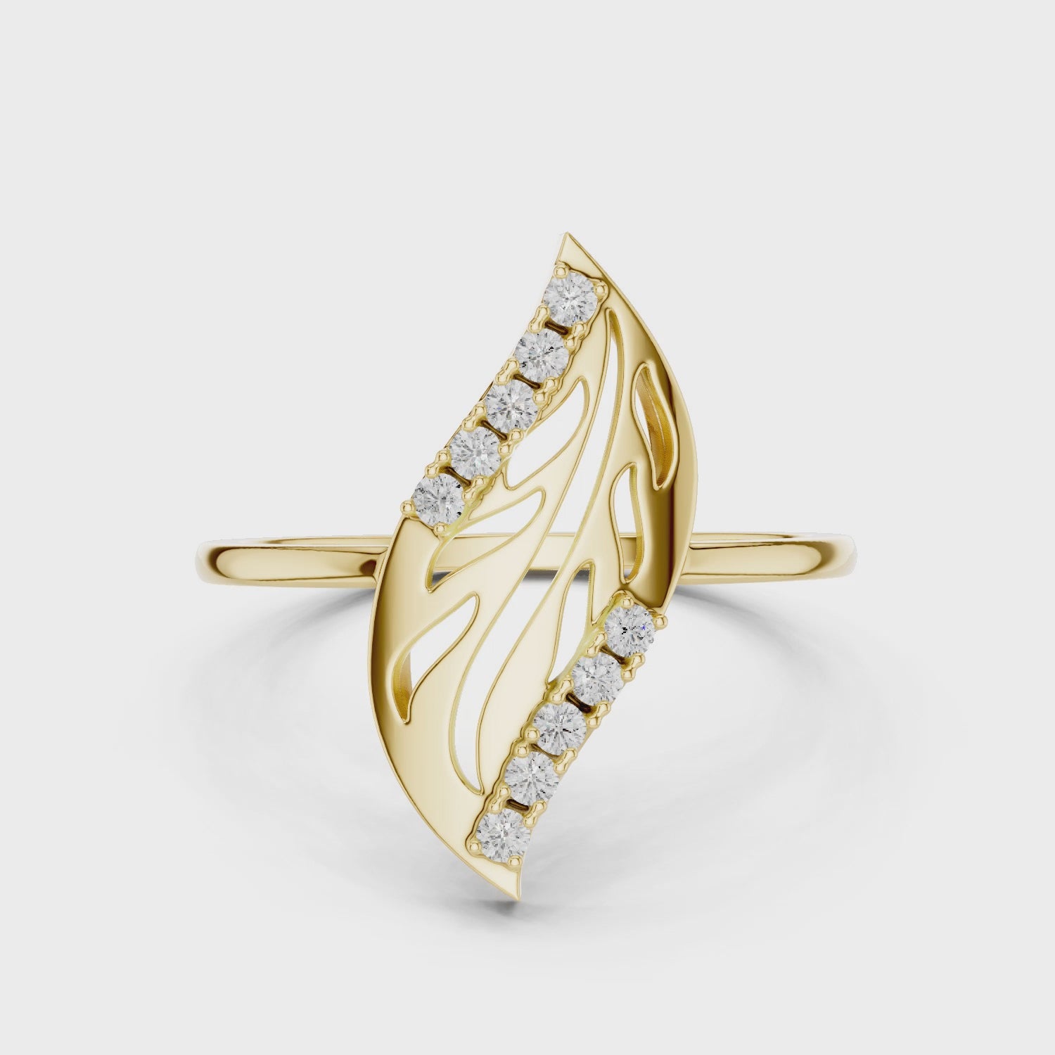 Modern Leaf Design Diamond Ring
