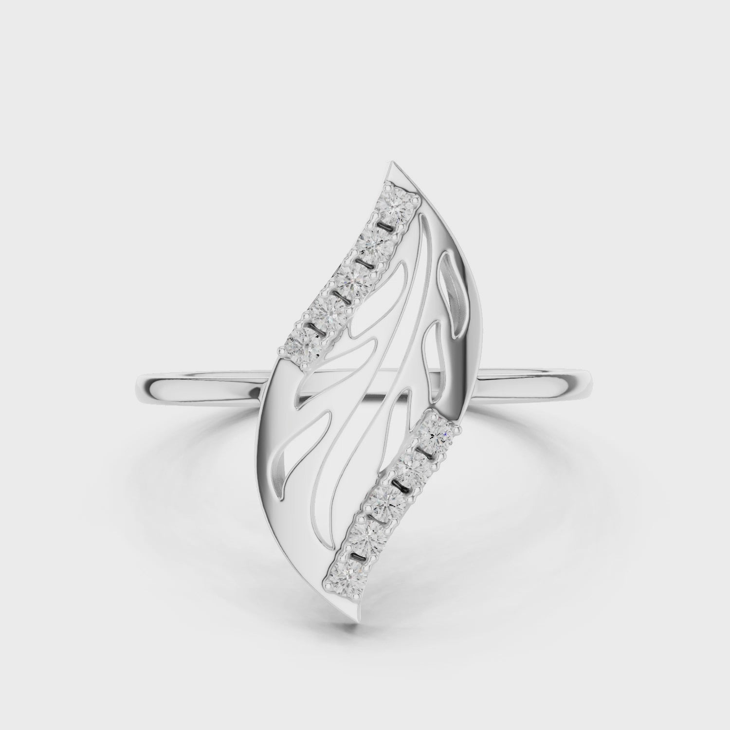 Modern Leaf Design Diamond Ring
