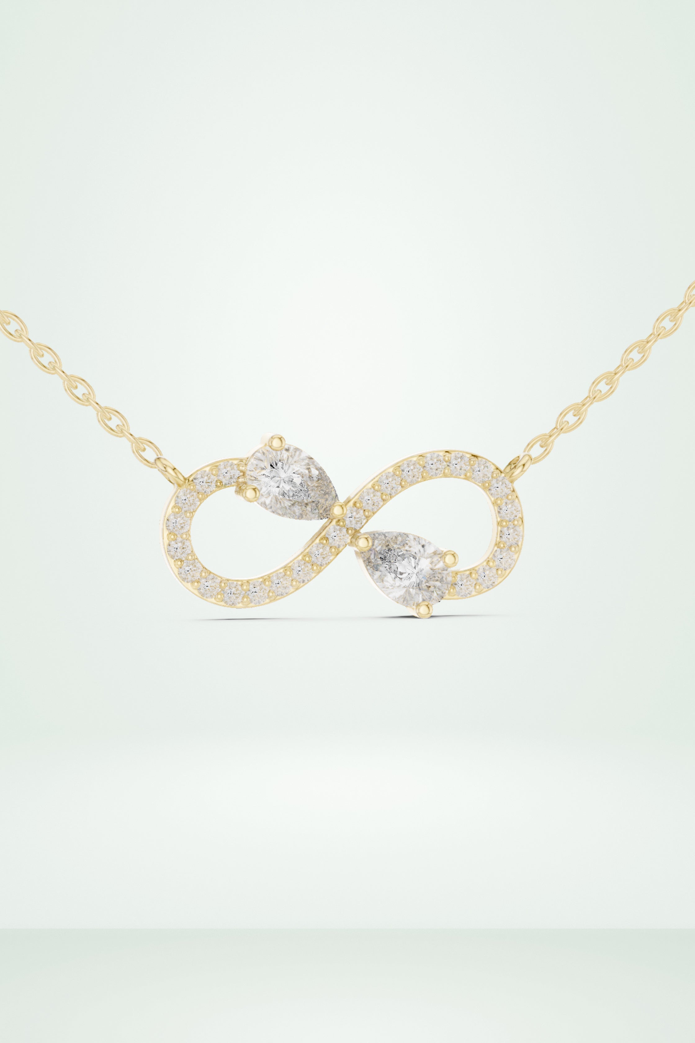The Eternal Infinity Necklace two pear-cut stones
