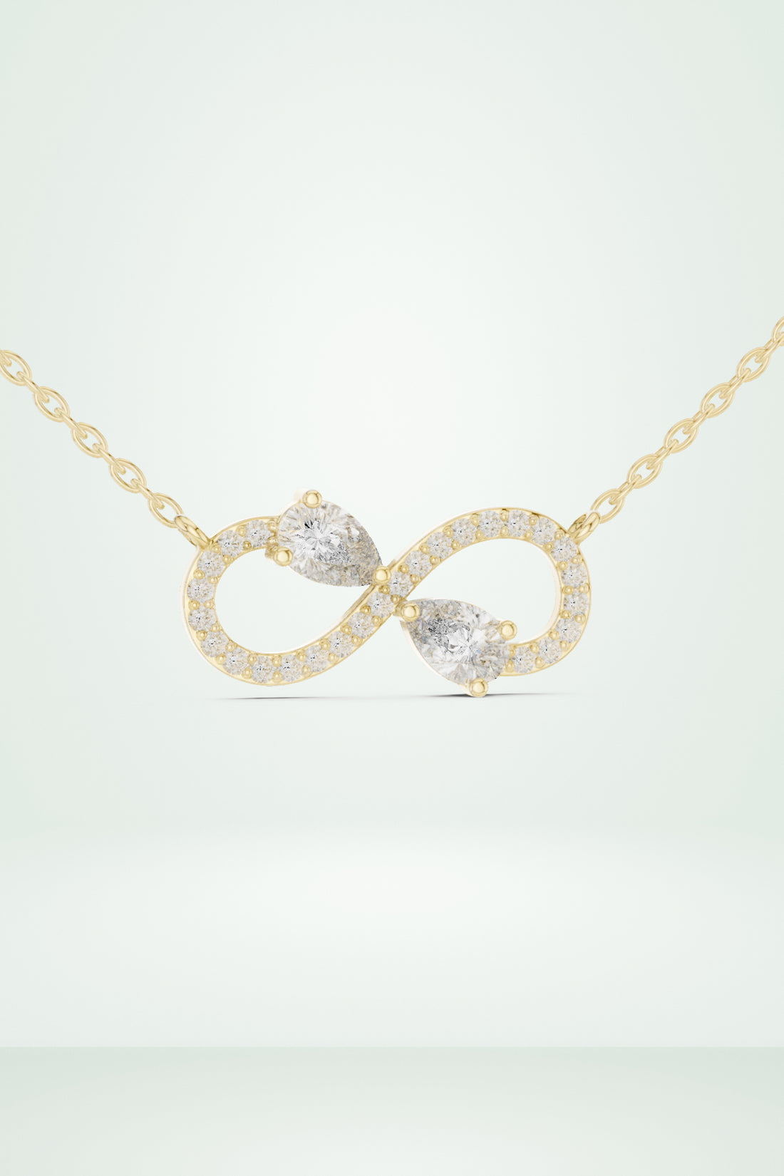 The Eternal Infinity Necklace two pear-cut stones