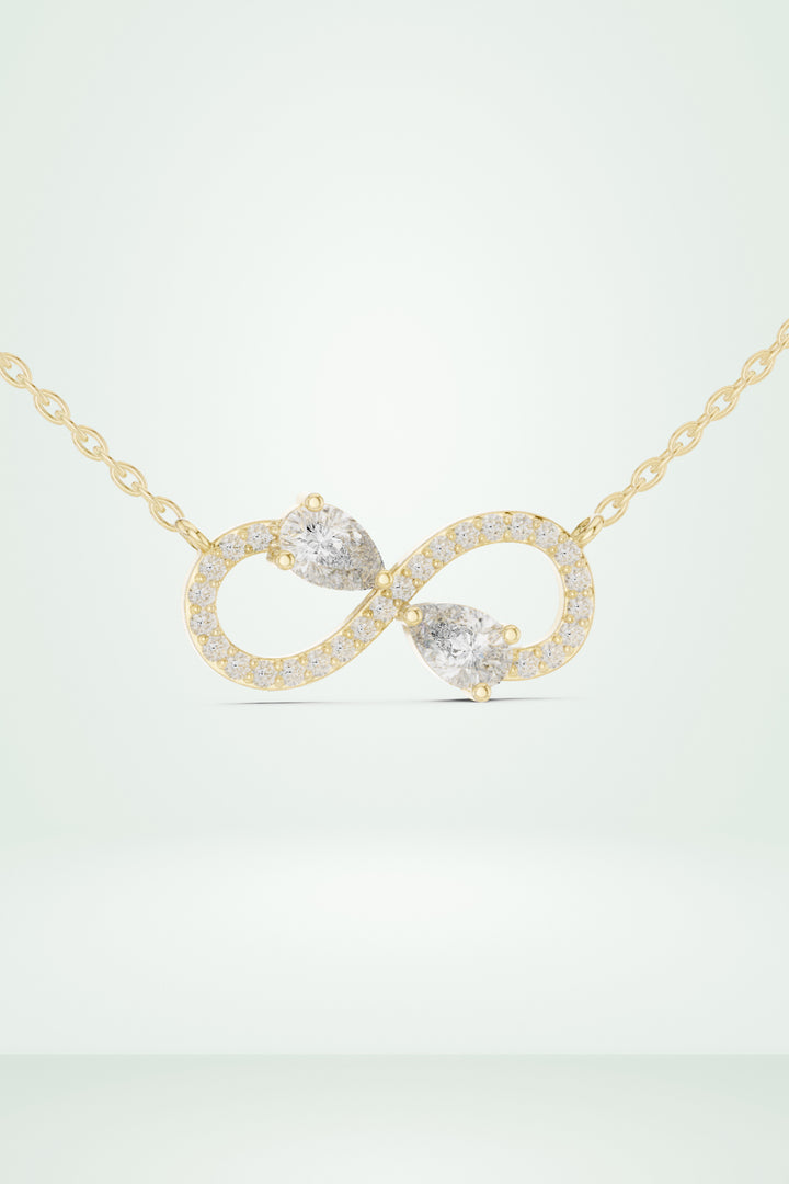 The Eternal Infinity Necklace two pear-cut stones