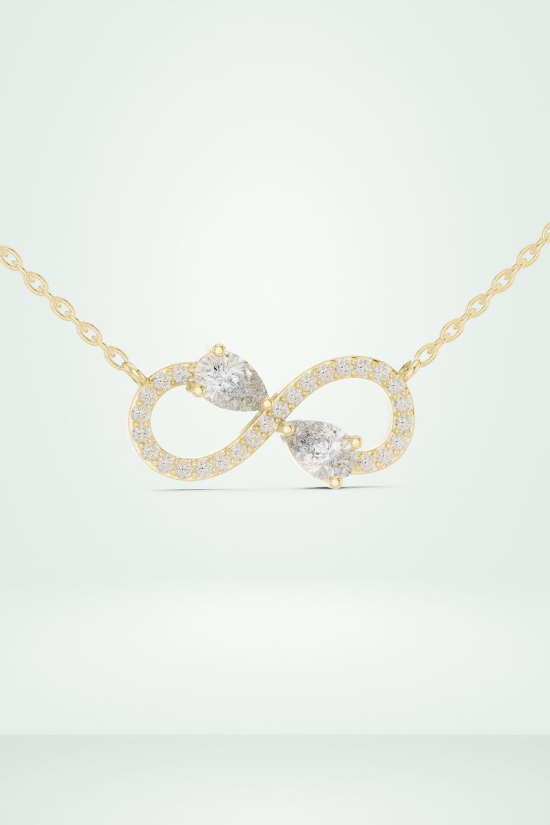 The Eternal Infinity Necklace two pear-cut stones