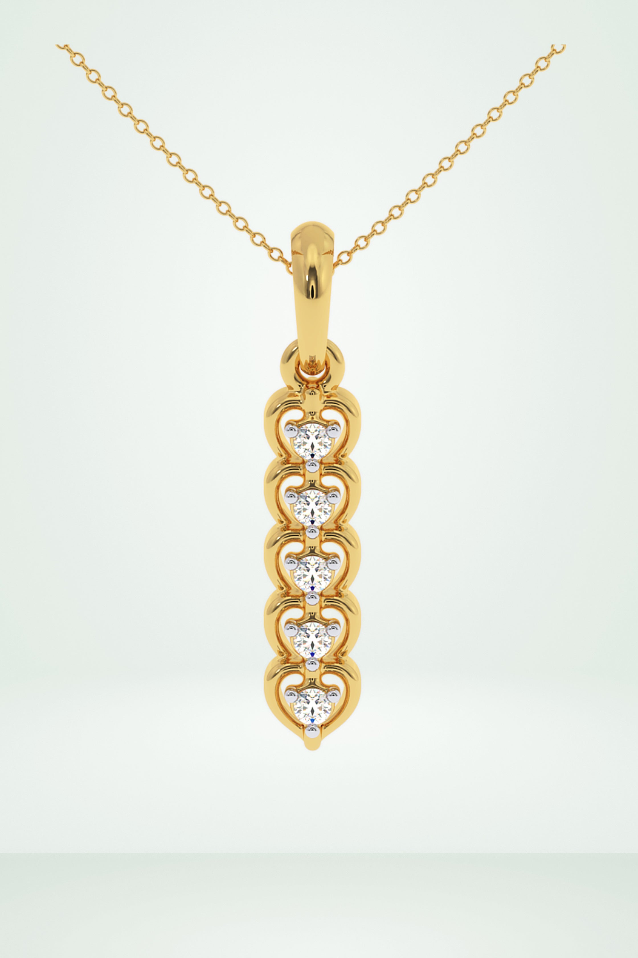 Round Channel Set Diamond Ladies Vertical Bar Pendant