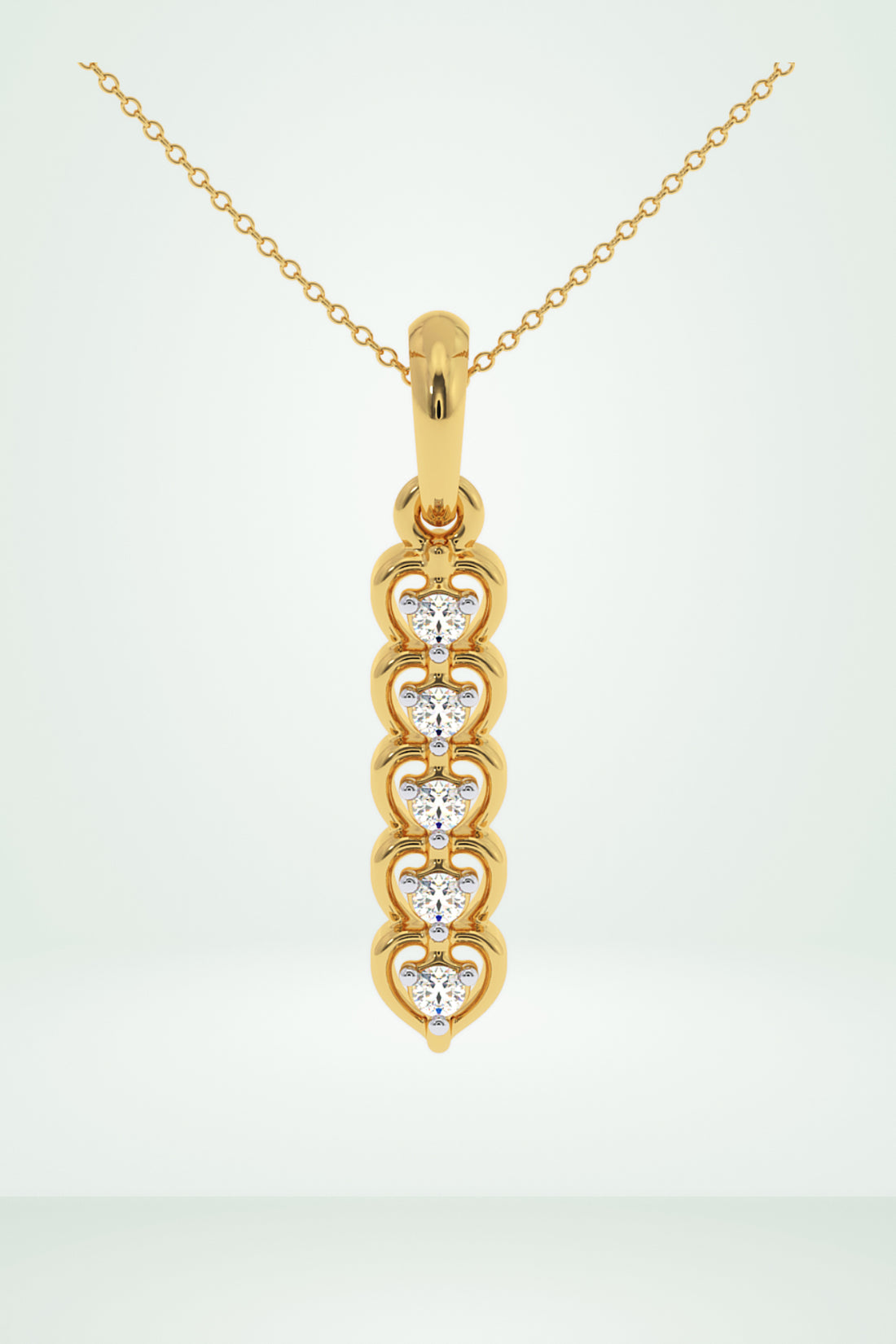 Round Channel Set Diamond Ladies Vertical Bar Pendant