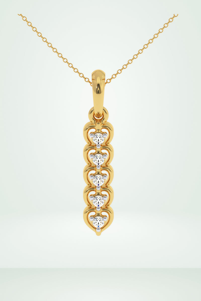 Round Channel Set Diamond Ladies Vertical Bar Pendant