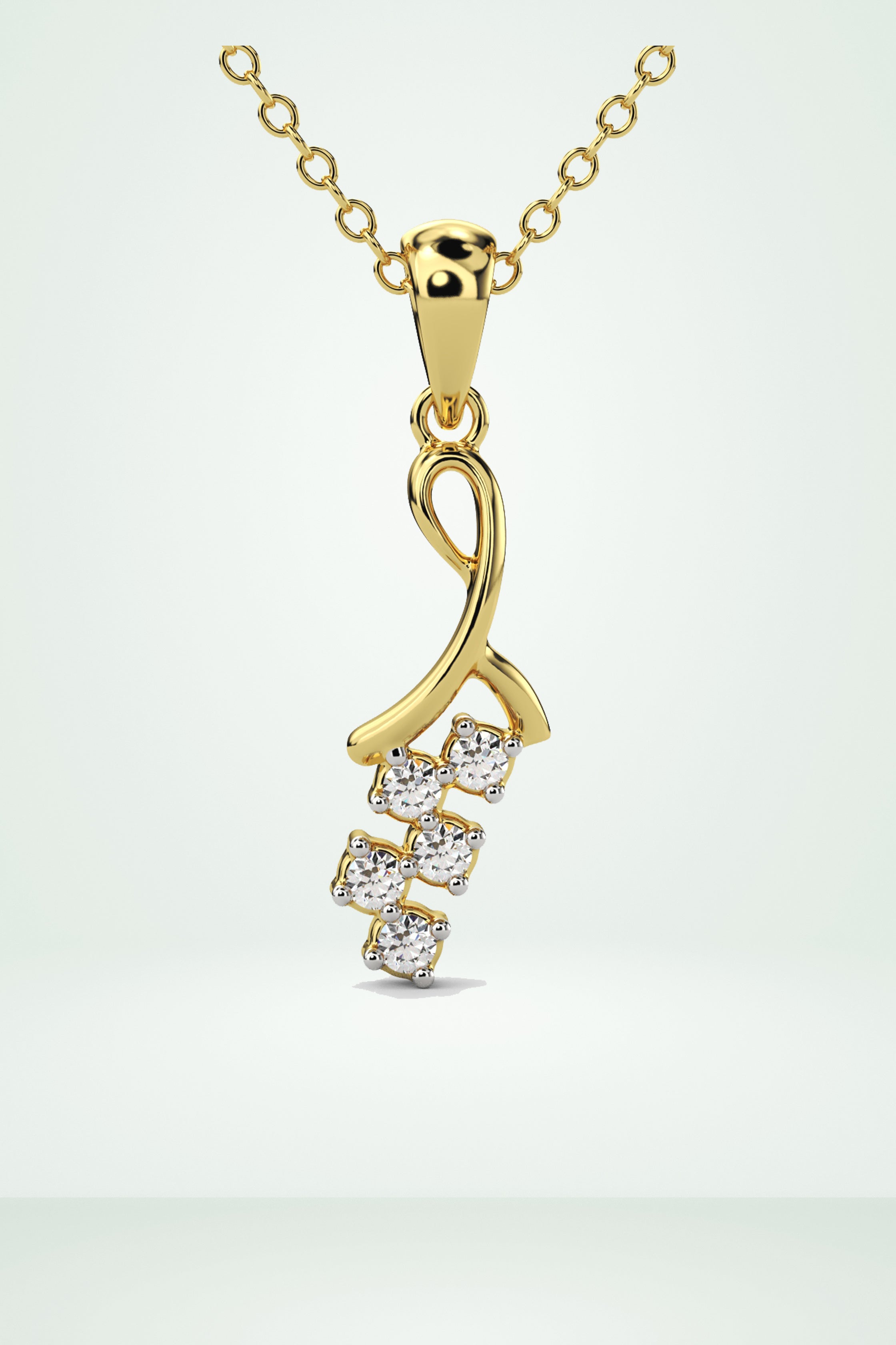 Curved Diamond Pendant with Chain