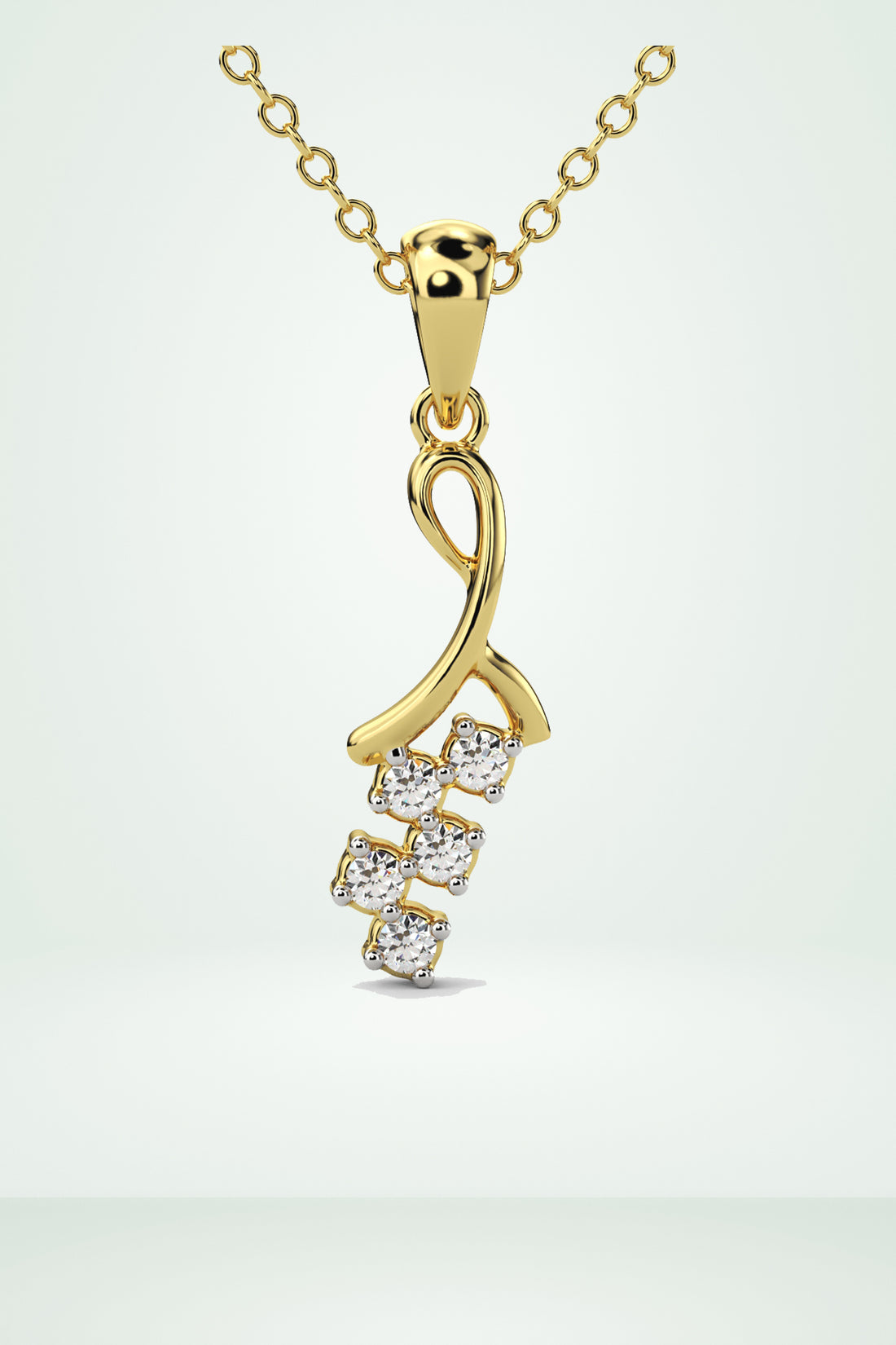Curved Diamond Pendant with Chain