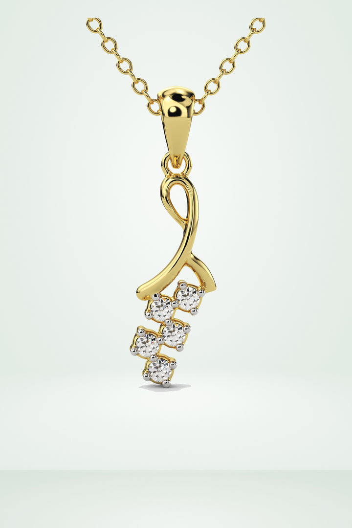 Curved Diamond Pendant with Chain