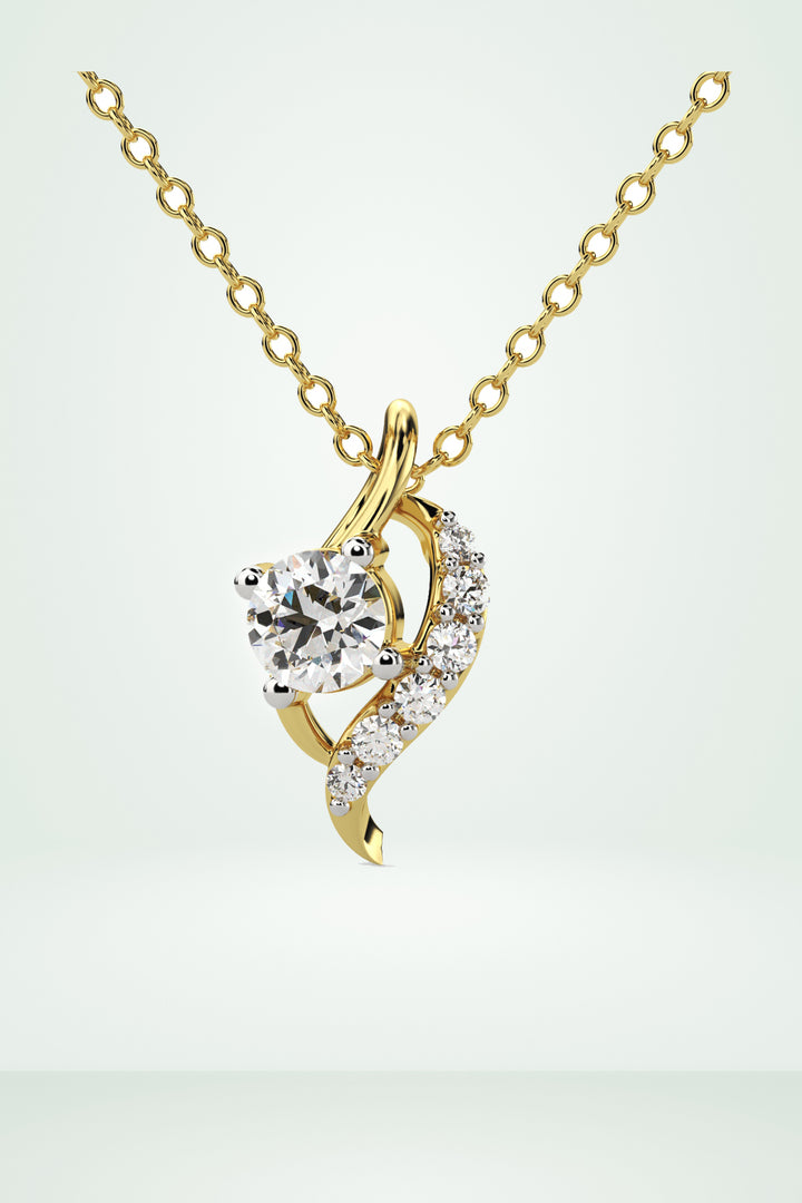 Elegant Wave Diamond Pendant Necklace
