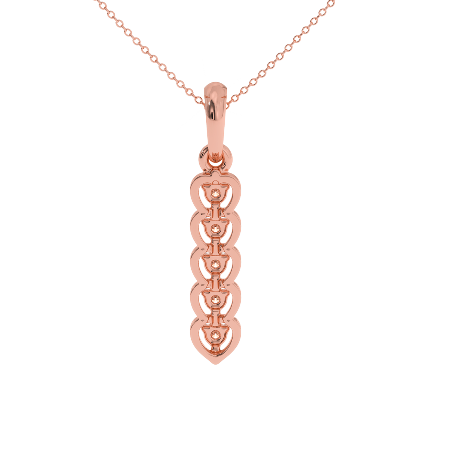 Minimalist vertical bar pendant with round diamonds