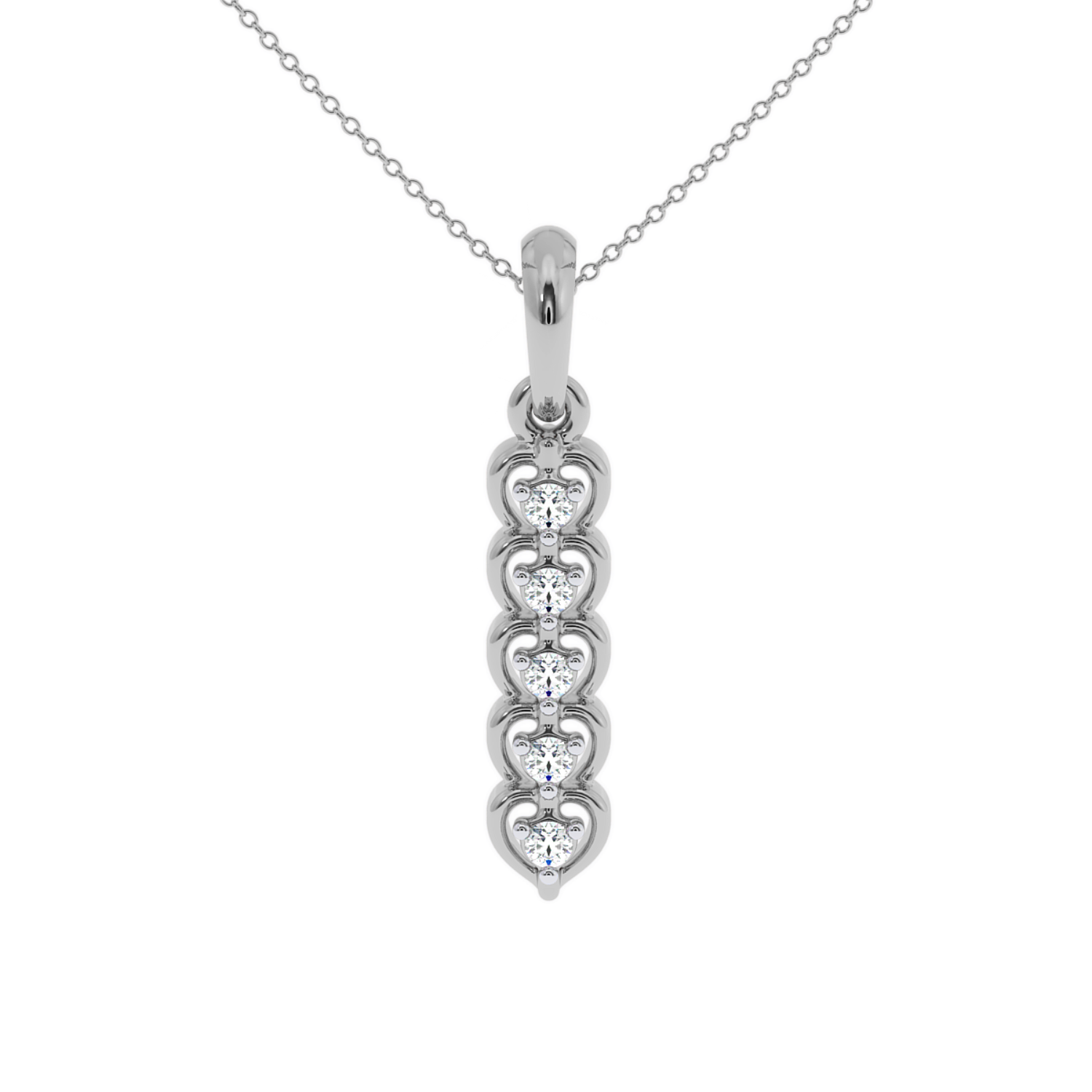  Women’s diamond channel set vertical pendant
