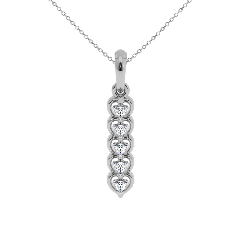 Round Channel Set Diamond Ladies Vertical Bar Pendant