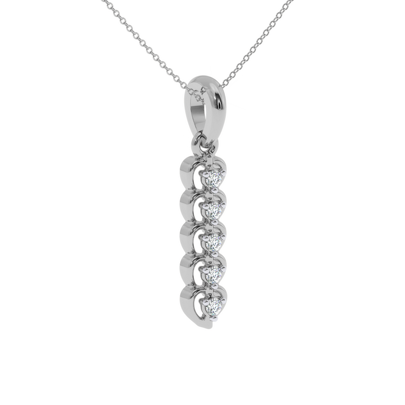 Round Channel Set Diamond Ladies Vertical Bar Pendant