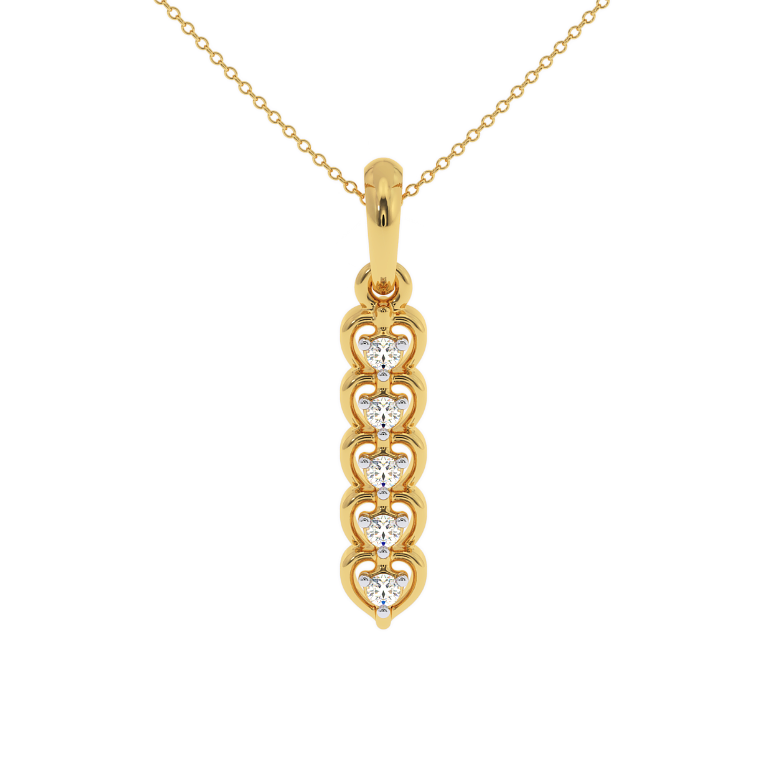 Modern vertical bar necklace with channel diamonds