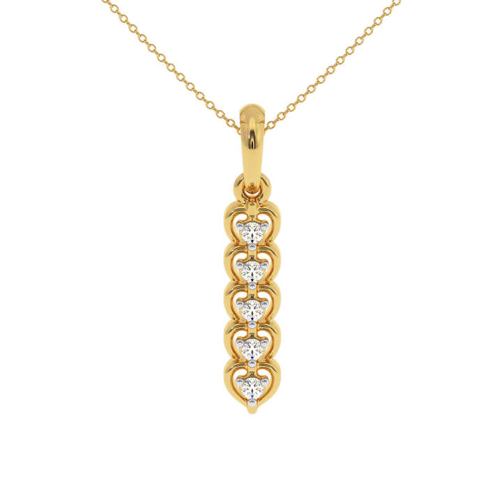 Modern vertical bar necklace with channel diamonds