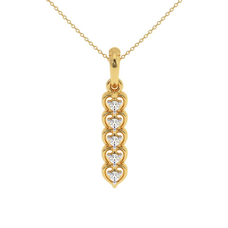 Round Channel Set Diamond Ladies Vertical Bar Pendant