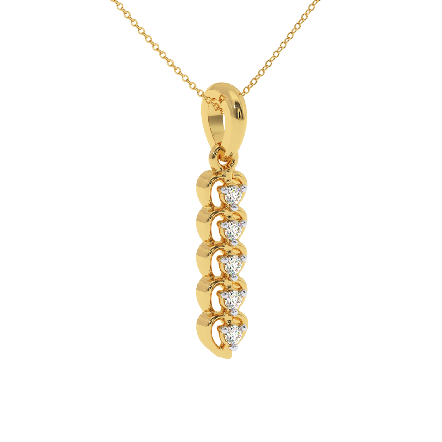 Round Channel Set Diamond Ladies Vertical Bar Pendant