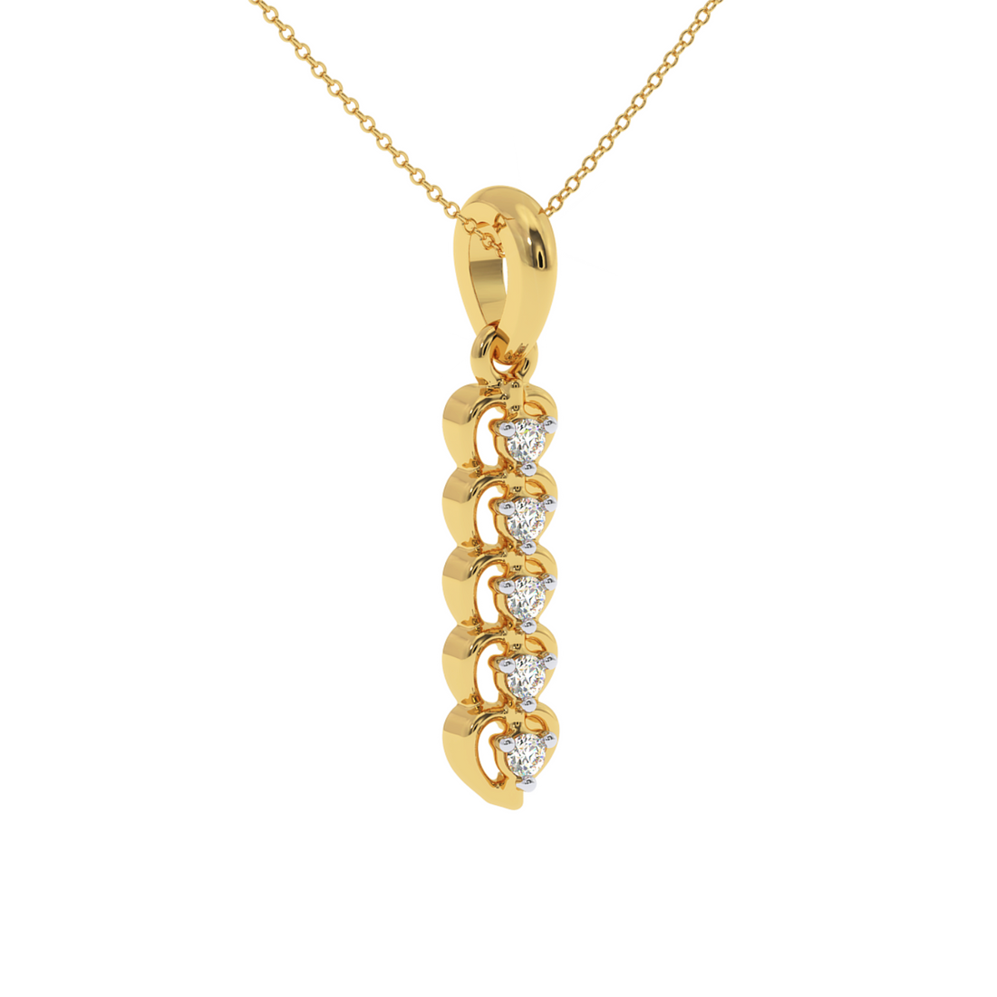 Round Channel Set Diamond Ladies Vertical Bar Pendant