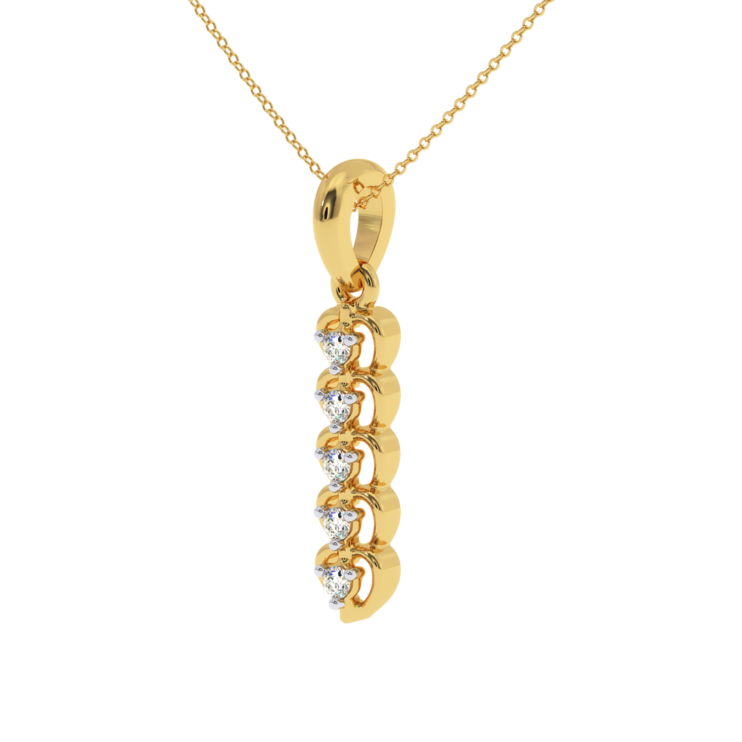 Round Channel Set Diamond Ladies Vertical Bar Pendant