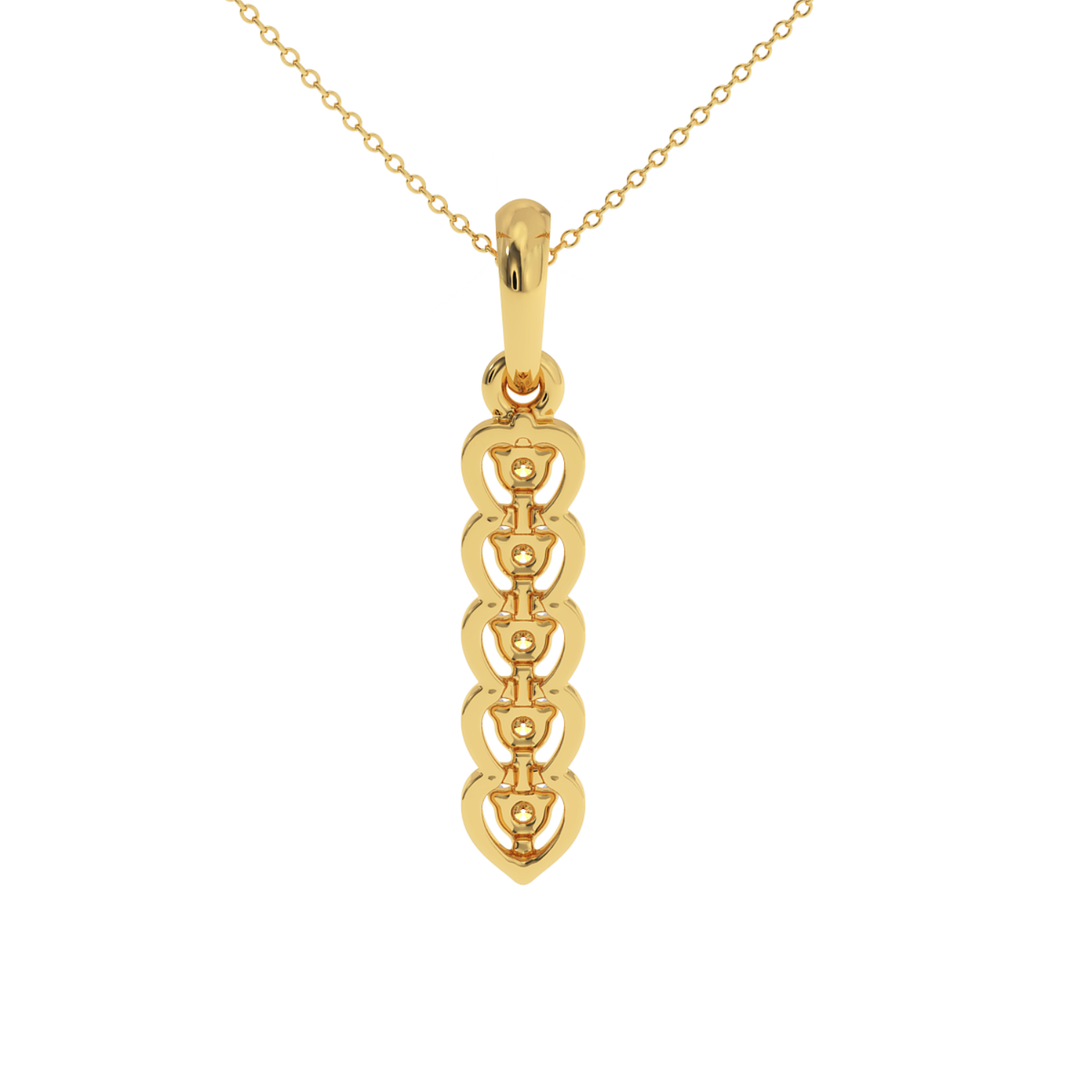 Round Channel Set Diamond Ladies Vertical Bar Pendant