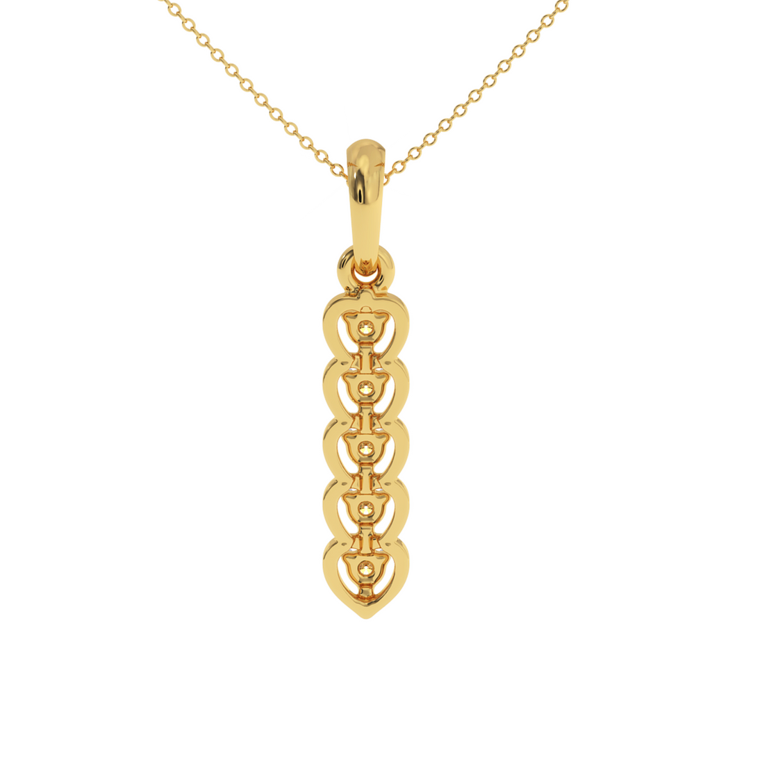 Round Channel Set Diamond Ladies Vertical Bar Pendant
